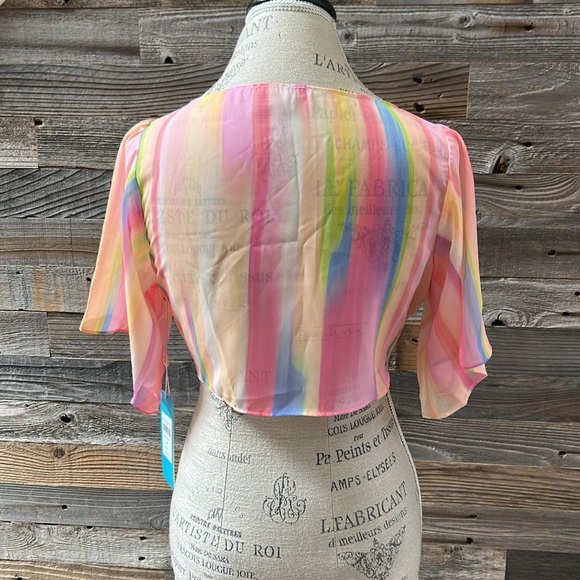 NWT Beach Bunny Mae Tie Front Crop Top Beach Coverup Stripe Size Small - Picture 4 of 9